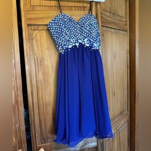 Blue Narianna dress. Xs. Work once. Strapless
